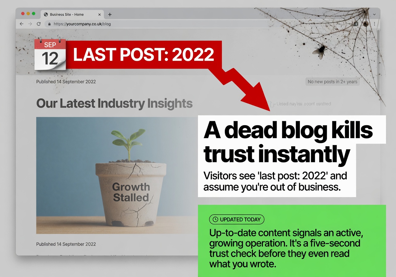 A dead blog kills trust instantly