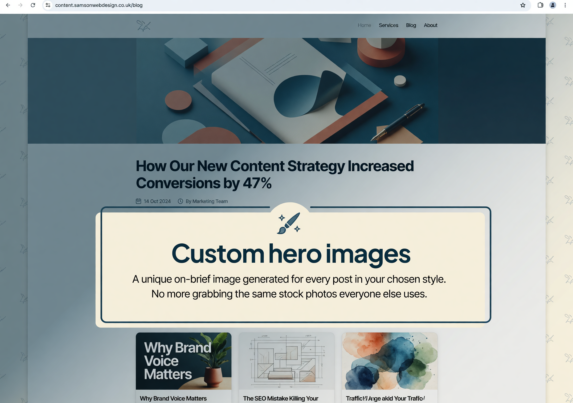 Custom hero images