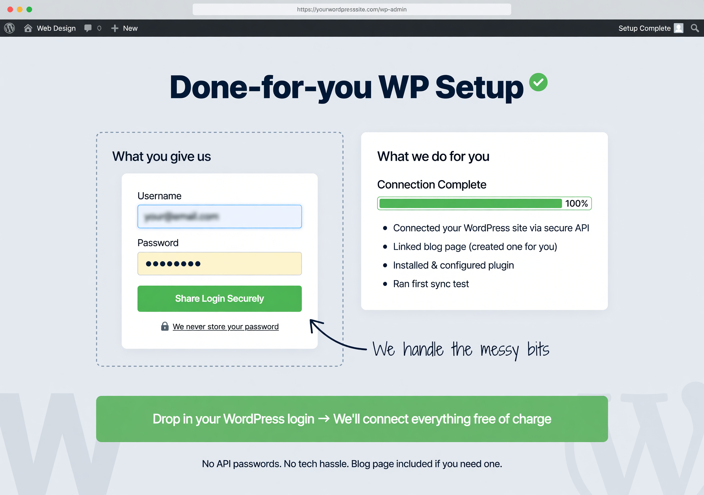 Done-for-you WP setup