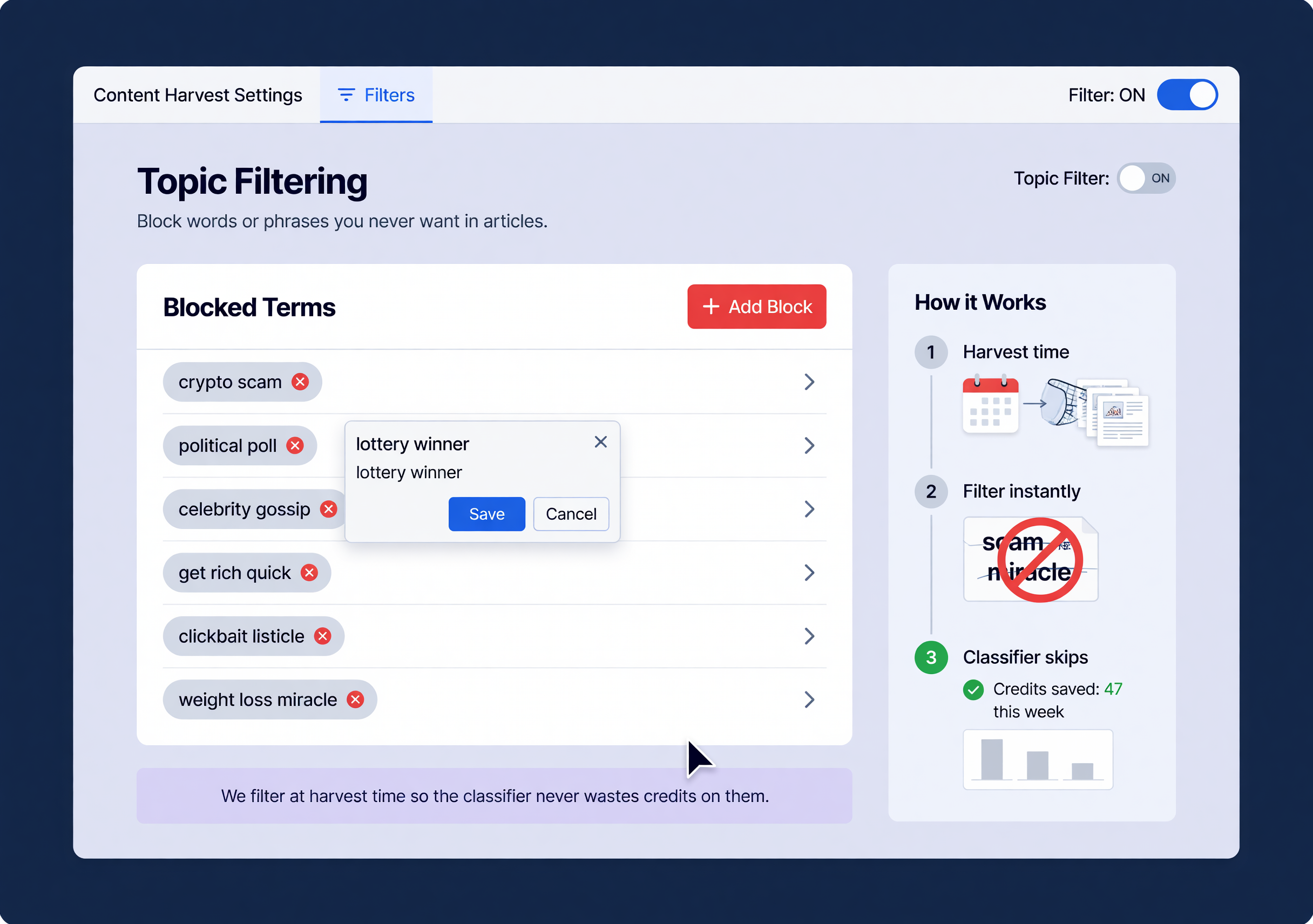 Topic filtering