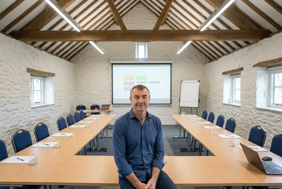 The training room set up and ready before a session