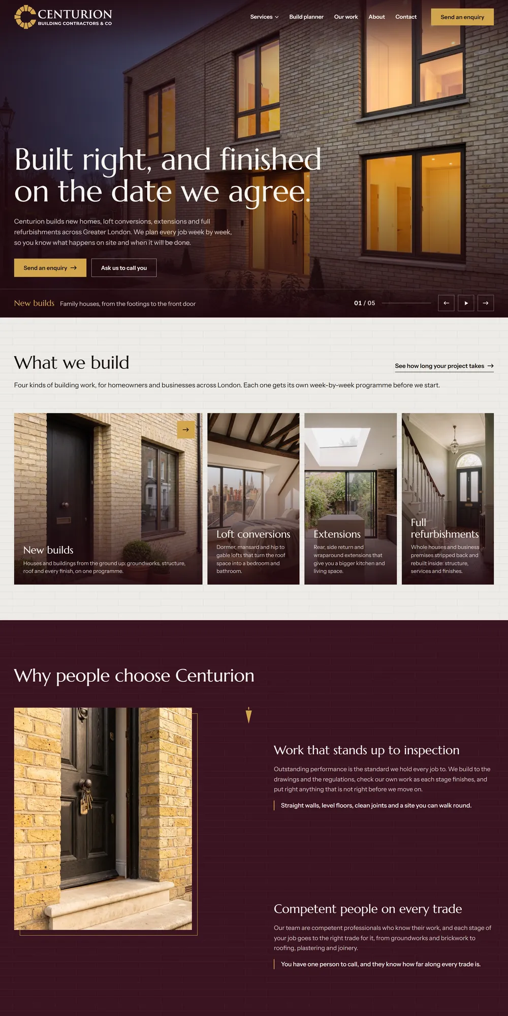 The homepage design we produced for Centurion Building Contractors