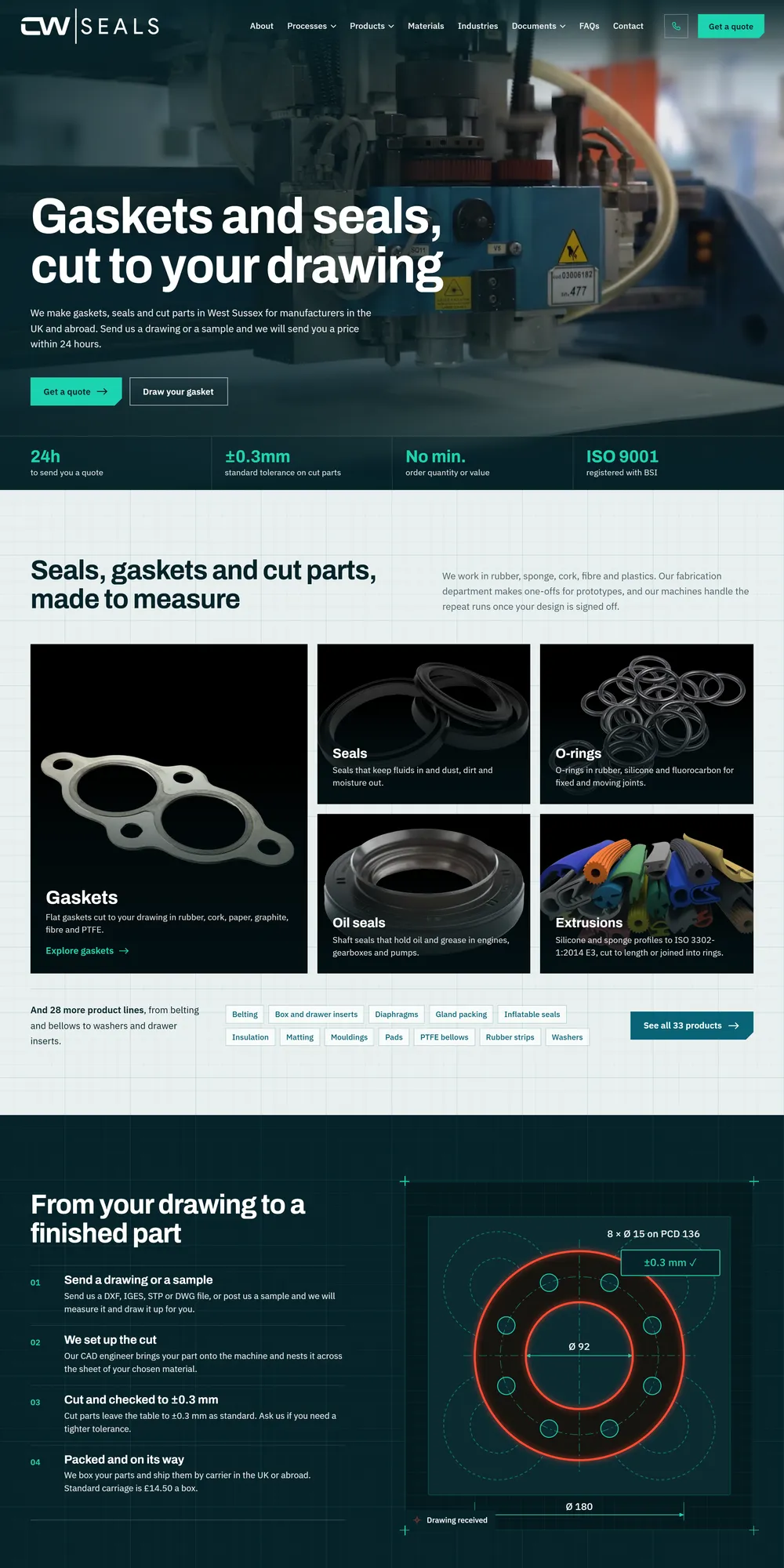 The homepage design we produced for C&W Seals