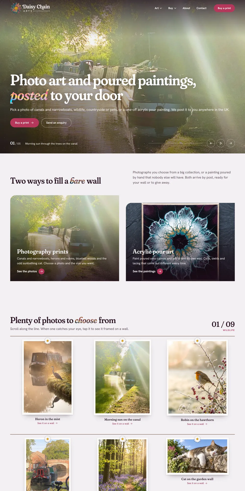 The homepage design we produced for Daisy Chain Arts