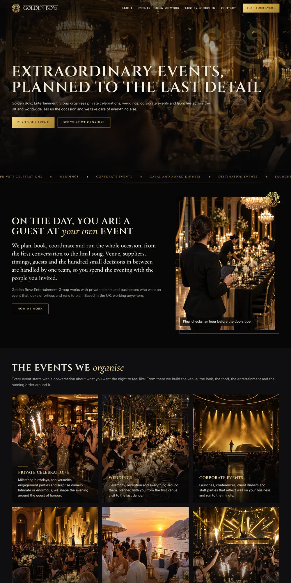The homepage design we produced for Golden Boyz Entertainment Group