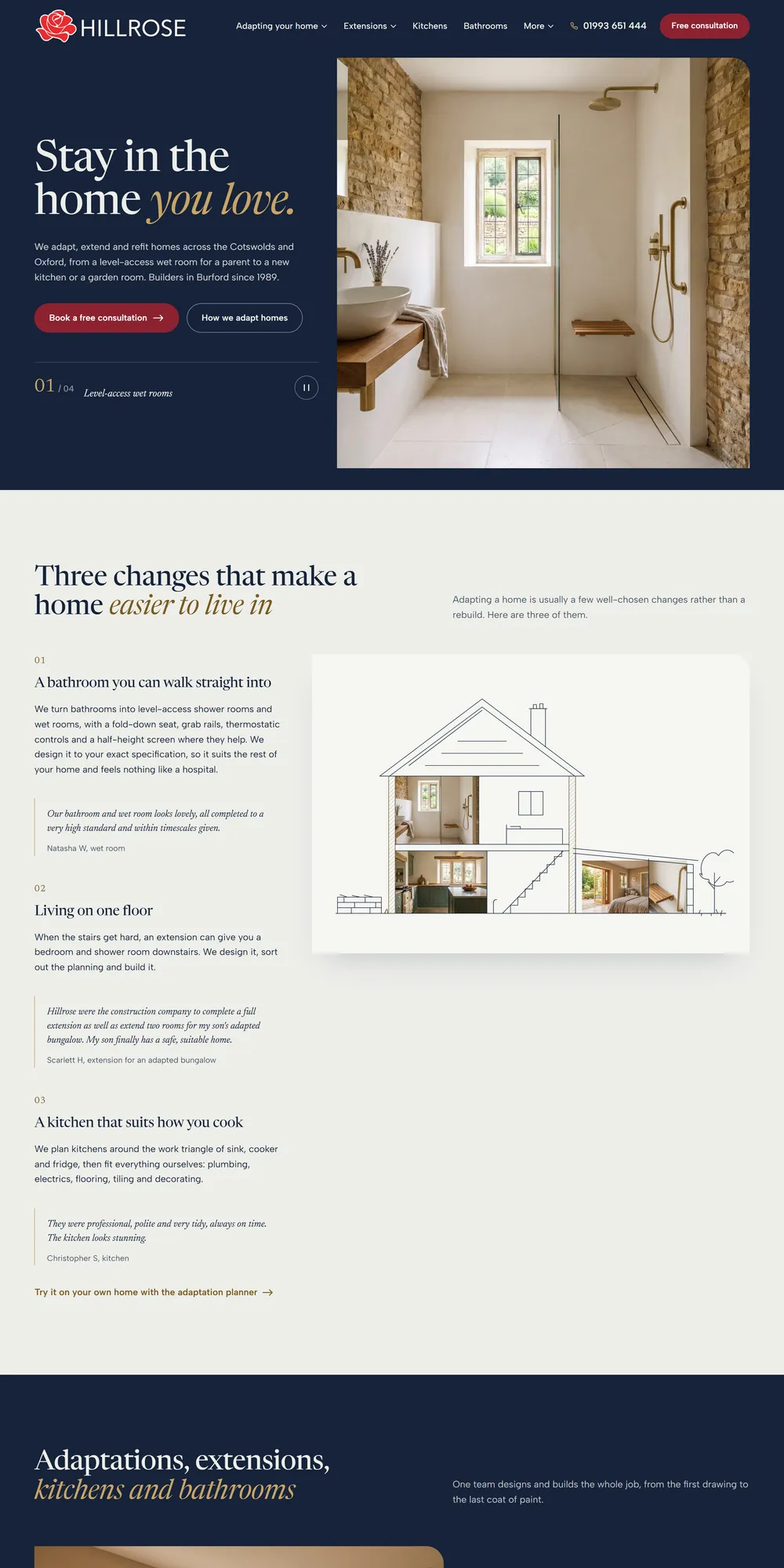 The homepage design we produced for Hillrose Property Services