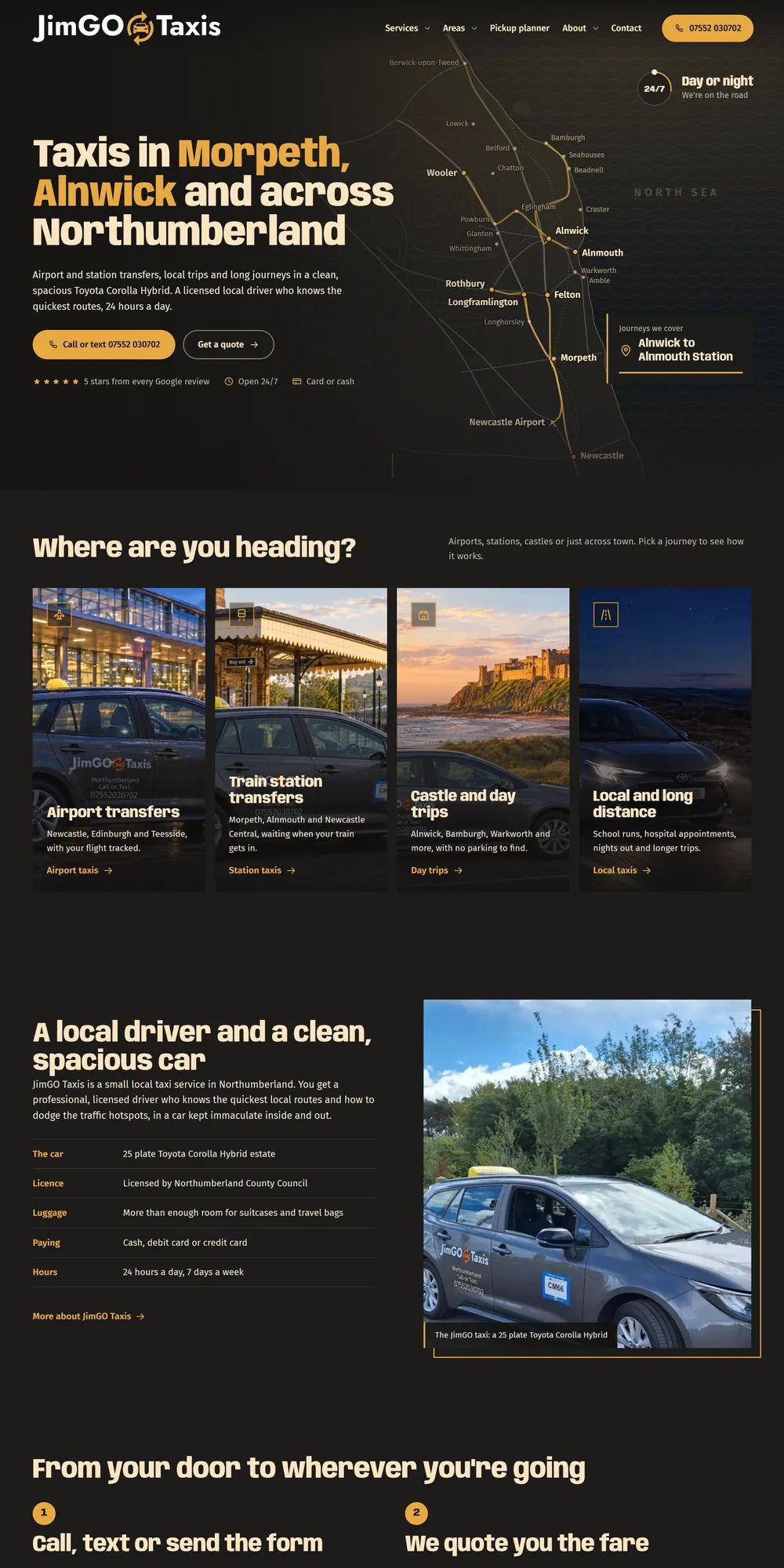 The homepage design we produced for JimGO Taxis