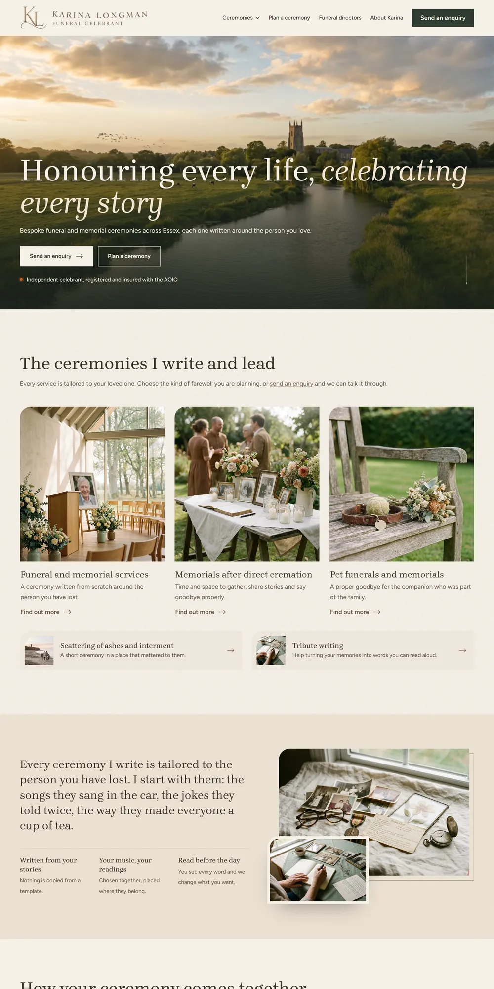 The homepage design we produced for Karina Longman