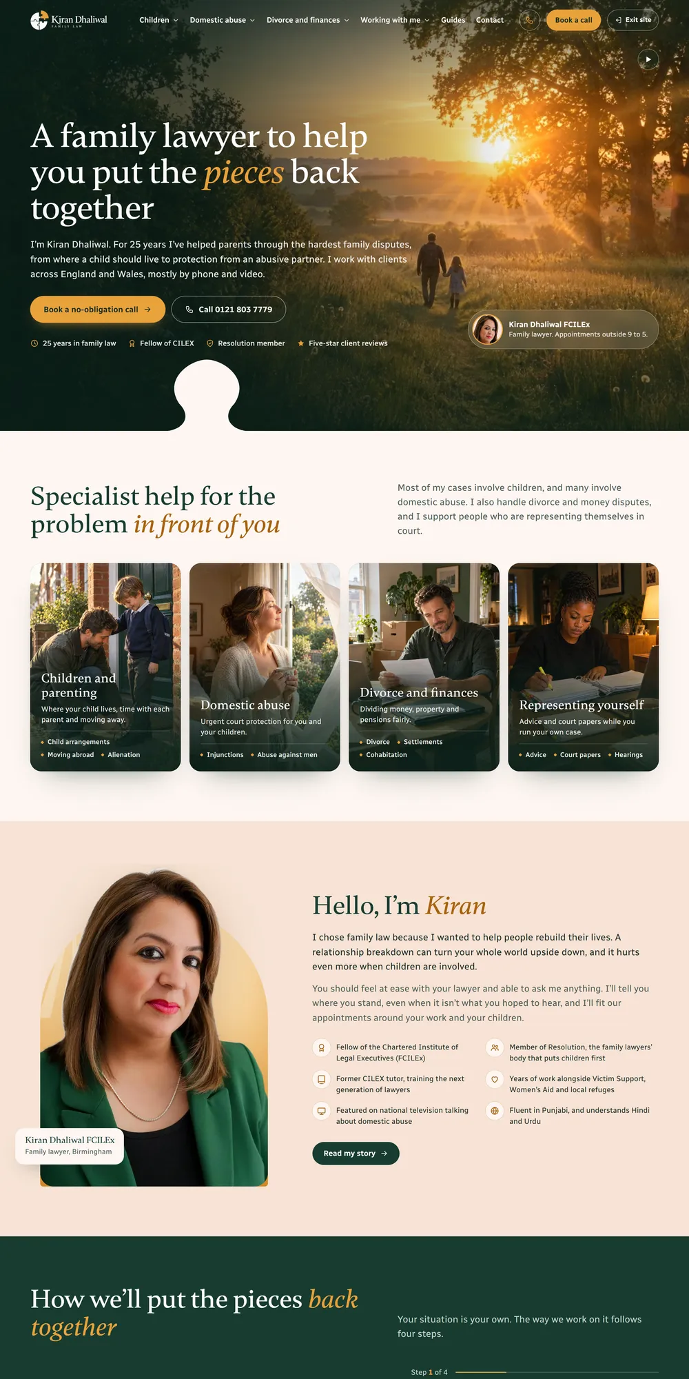 The homepage design we produced for Kiran Dhaliwal