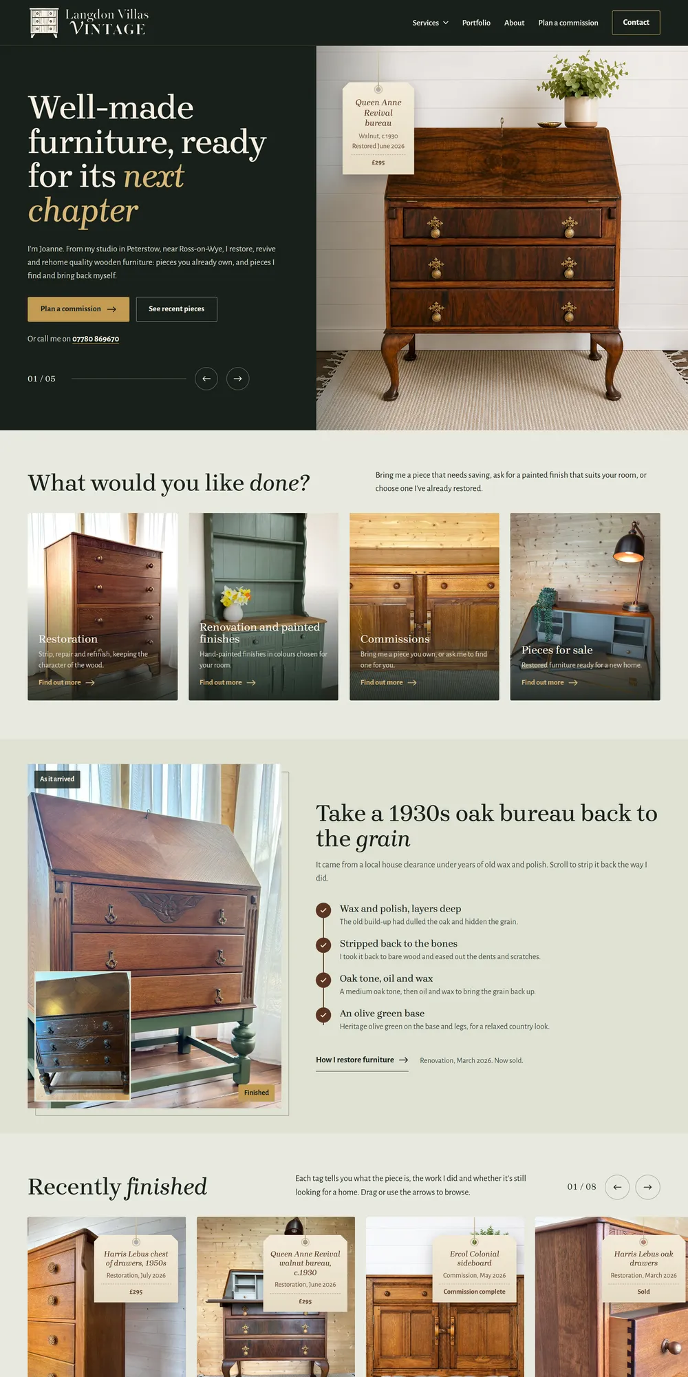 The homepage design we produced for Langdon Villas Vintage