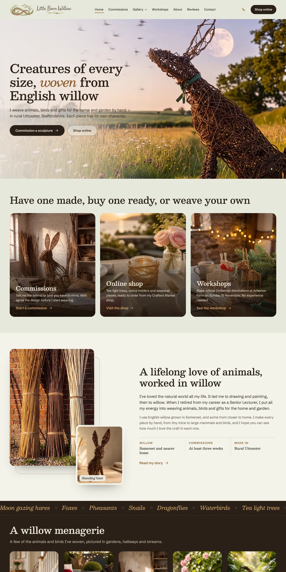 The homepage design we produced for Little Barn Willow