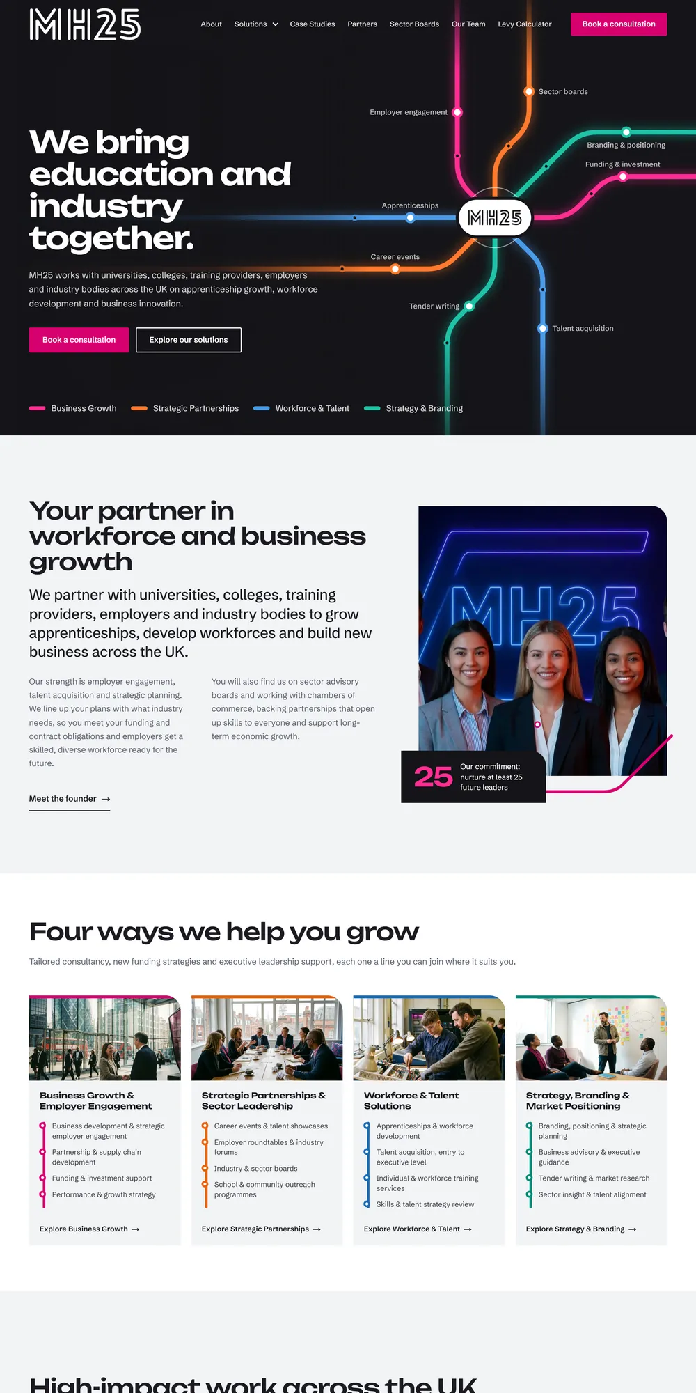 The homepage design we produced for MH25