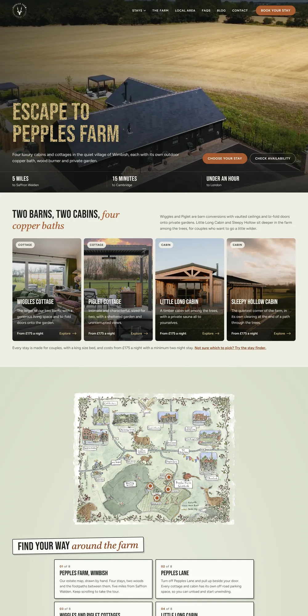 The homepage design we produced for Pepples Farm
