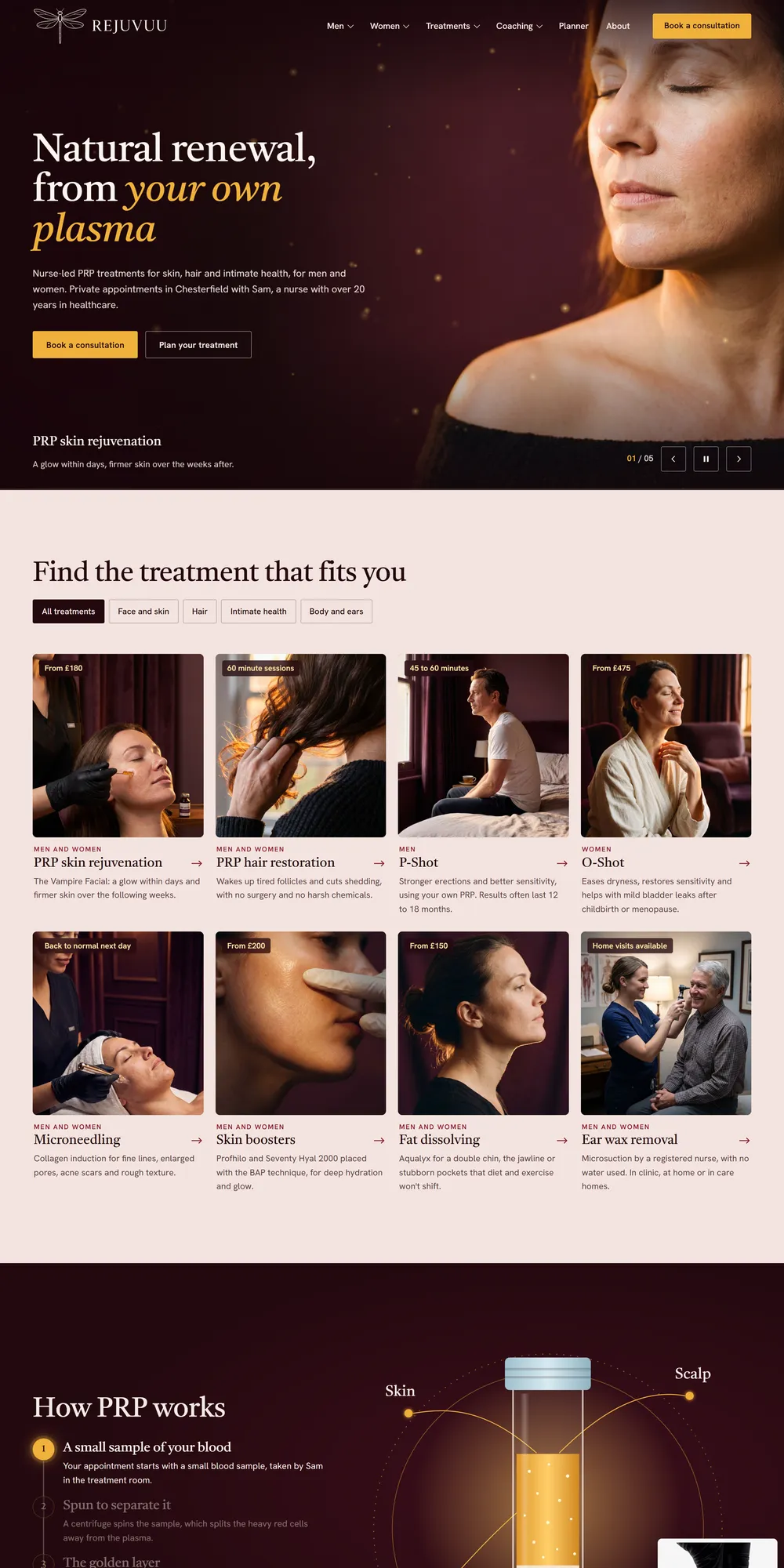 The homepage design we produced for Rejuvuu