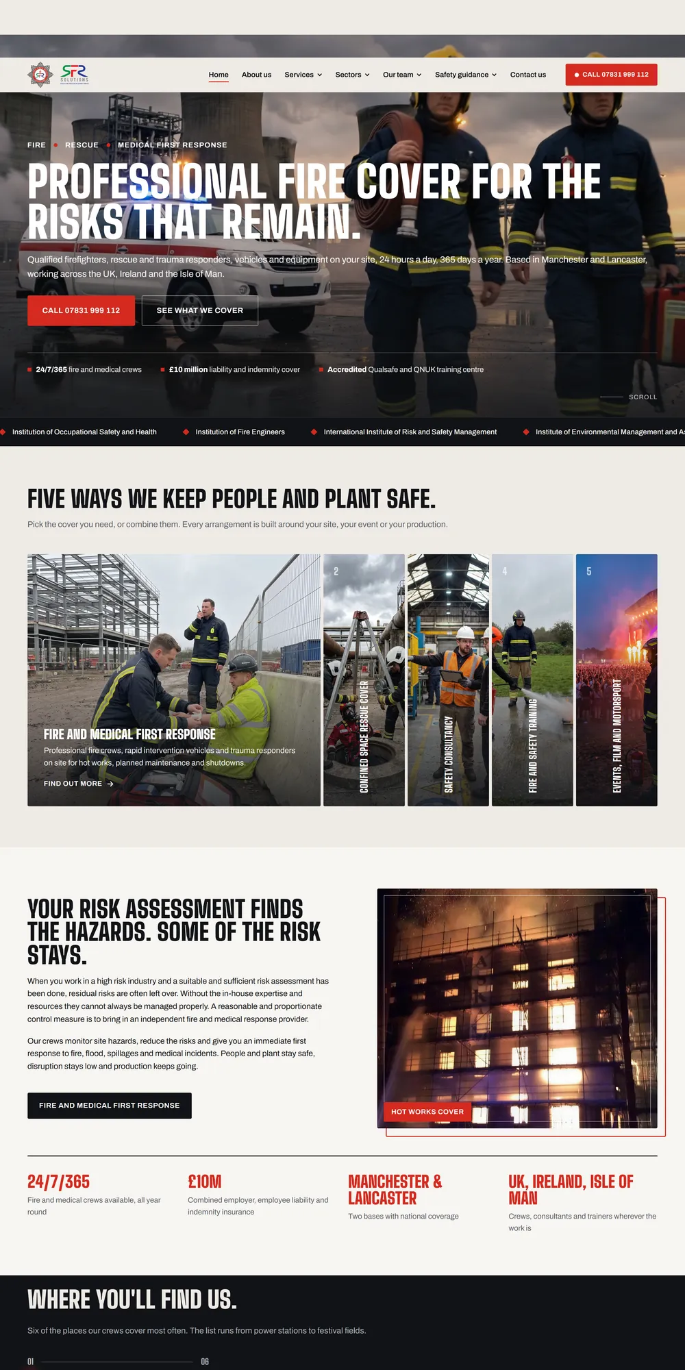 The homepage design we produced for Safety Fire & Rescue Solutions