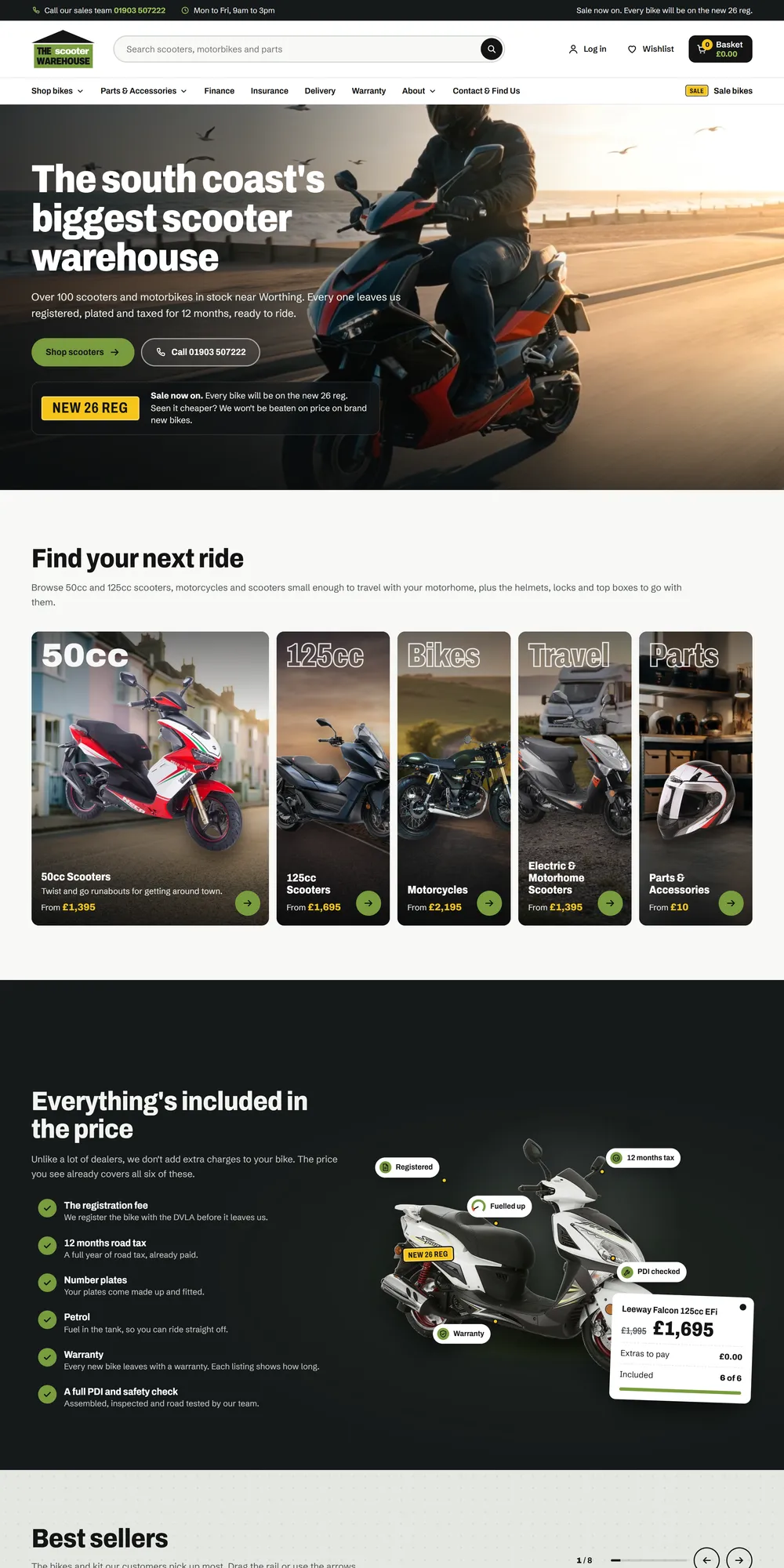 The homepage design we produced for The Scooter Warehouse