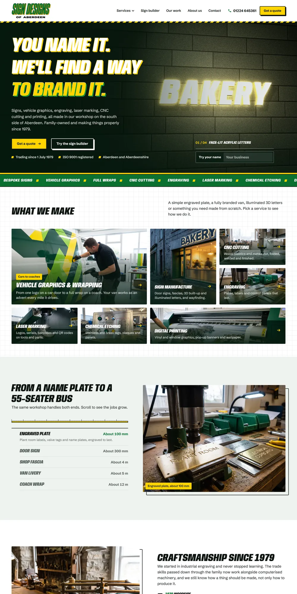 The homepage design we produced for Sign Designs of Aberdeen