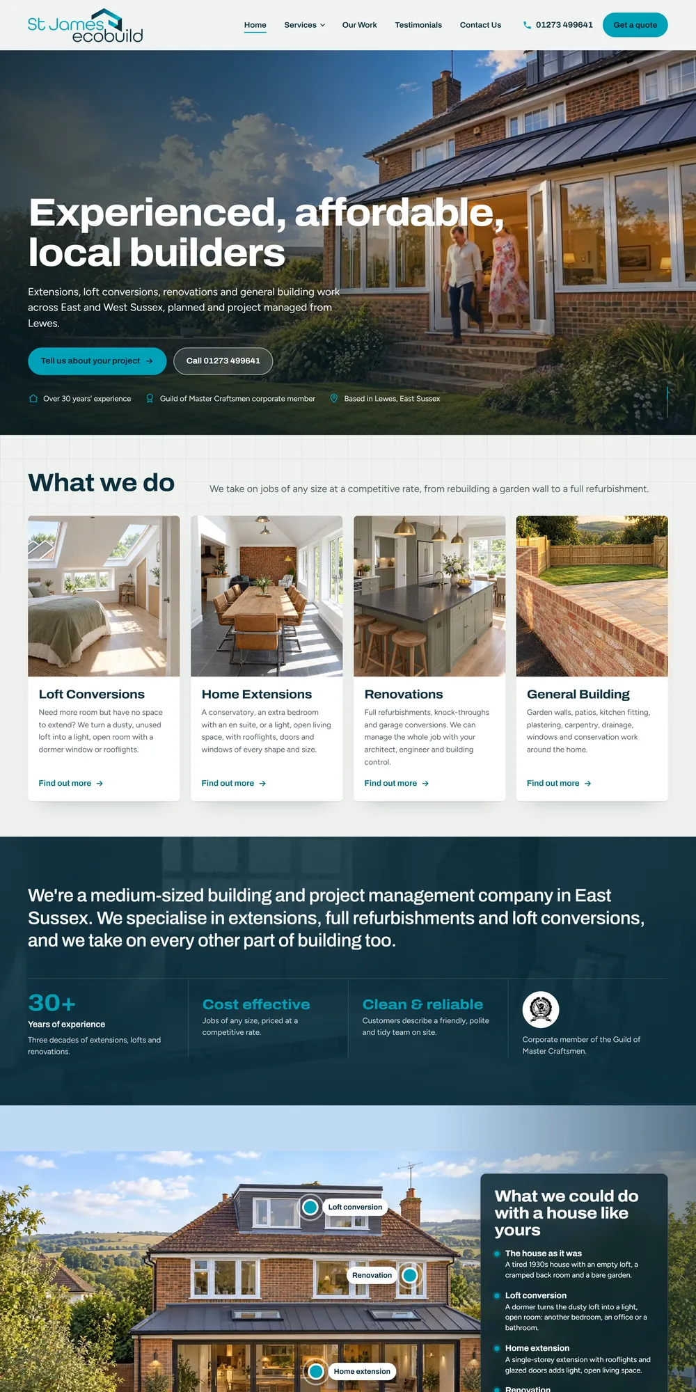 The homepage design we produced for St James Ecobuild