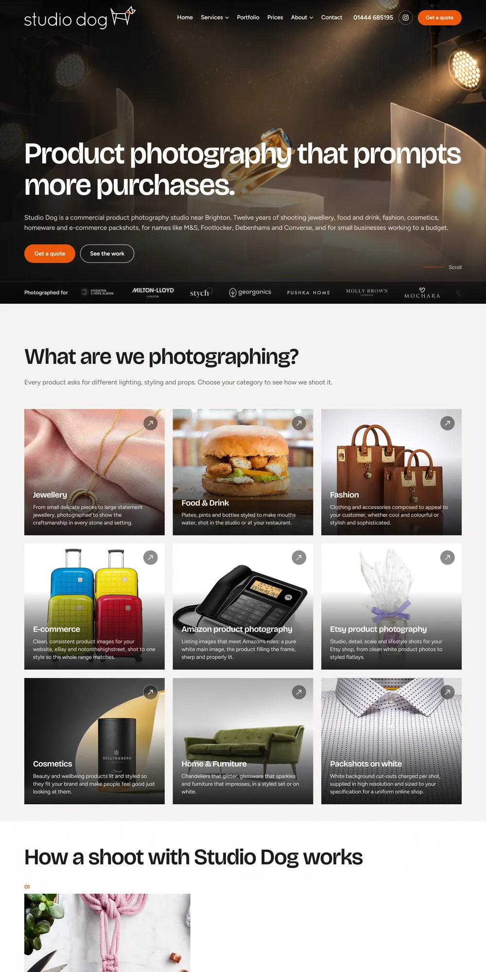 The homepage design we produced for Studio Dog