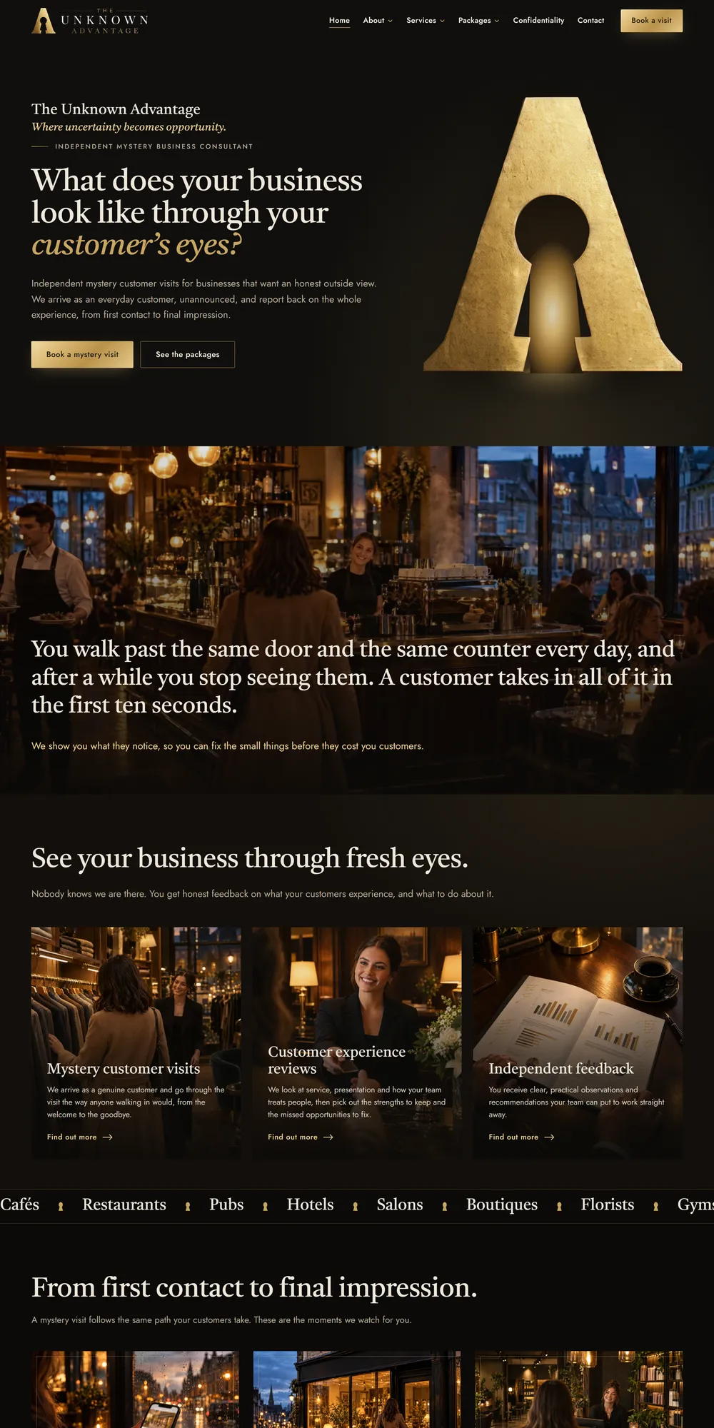 The homepage design we produced for The Unknown Advantage