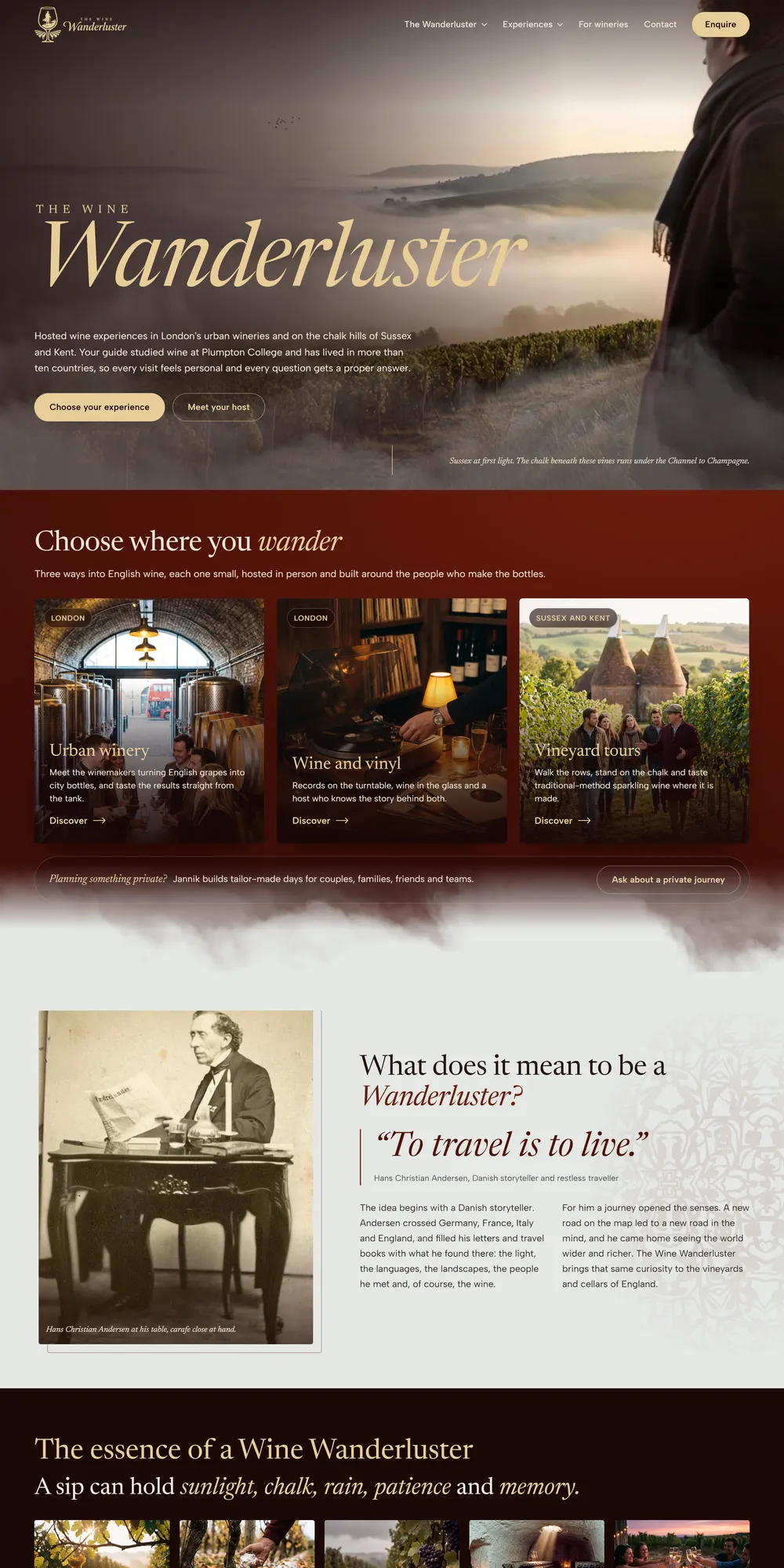 The homepage design we produced for The Wine Wanderluster