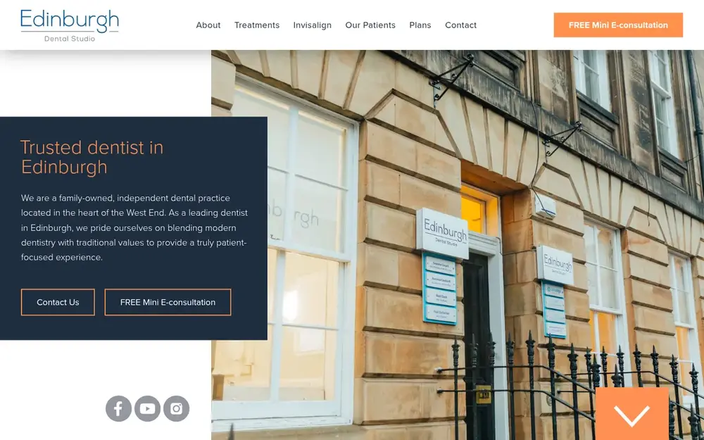 Edinburgh Dental Studio homepage as it is today
