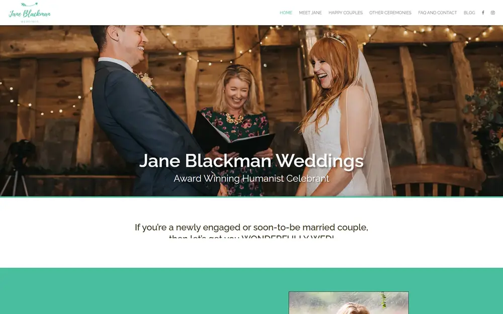 Jane Blackman Weddings website