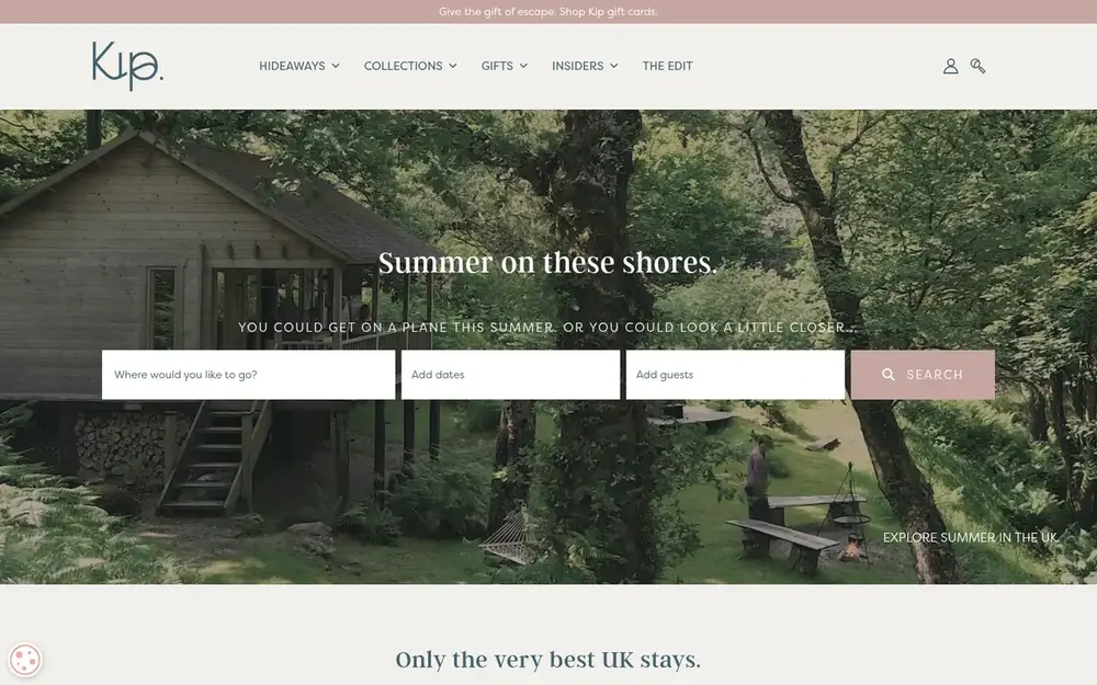 Kip Hideaways website