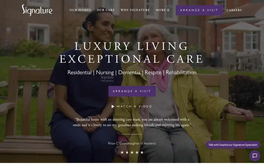 Signature Senior Lifestyle website
