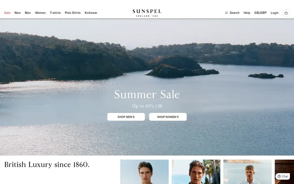 Sunspel website