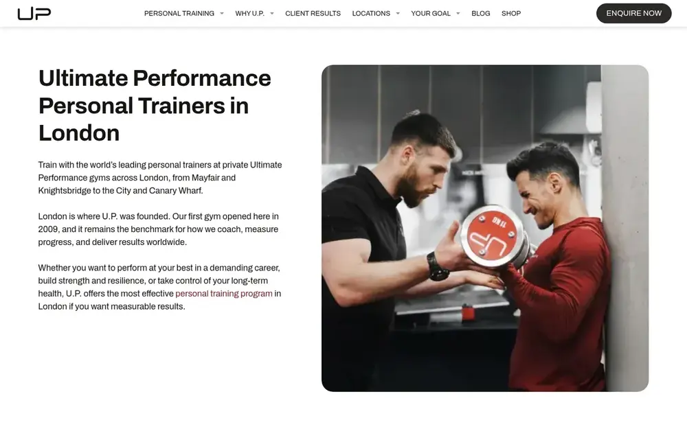 Ultimate Performance London website