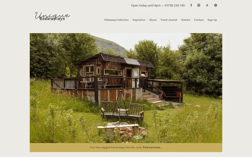 Unique Hideaways website