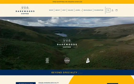 Dark Woods Coffee website