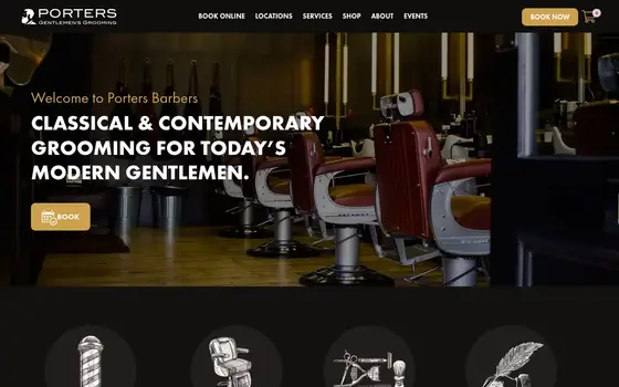 Porters Barbers website