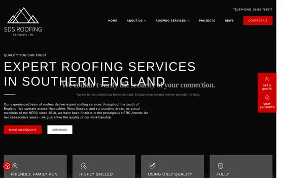SDS Roofing Services website