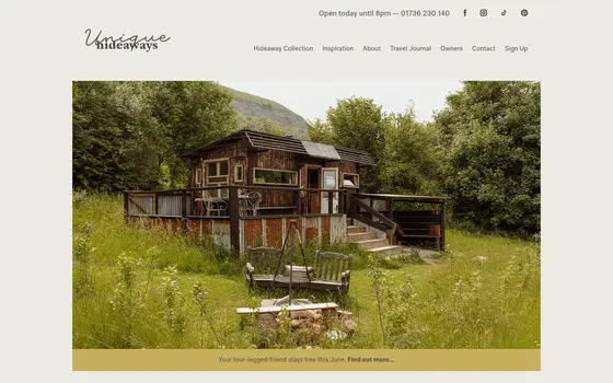 Unique Hideaways website
