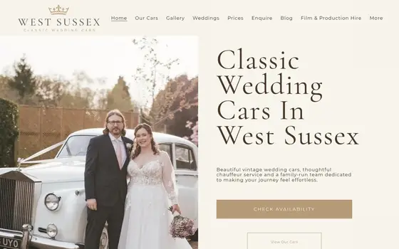 West Sussex Classic Wedding Cars website