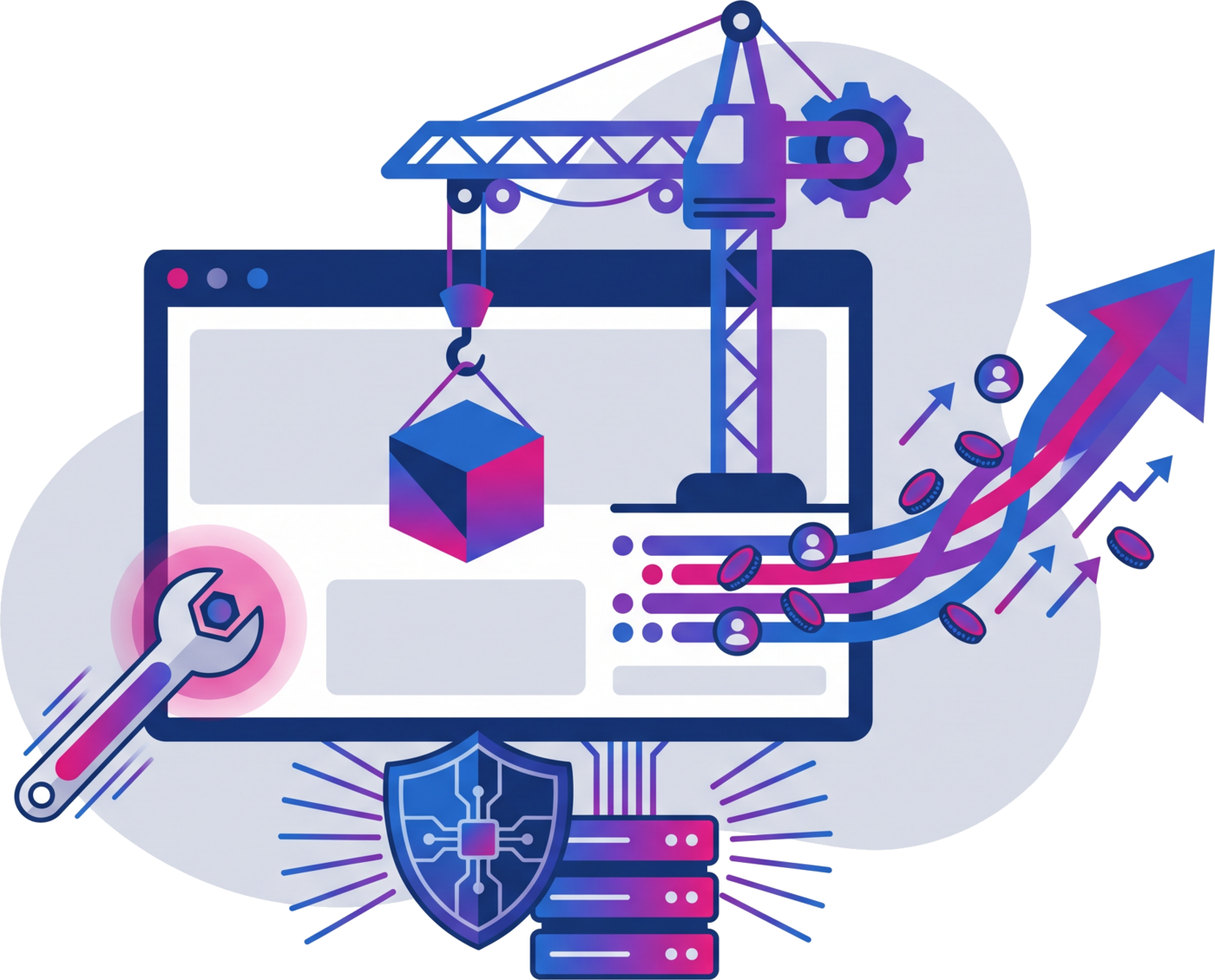 A website being built, fixed, protected and grown by one team