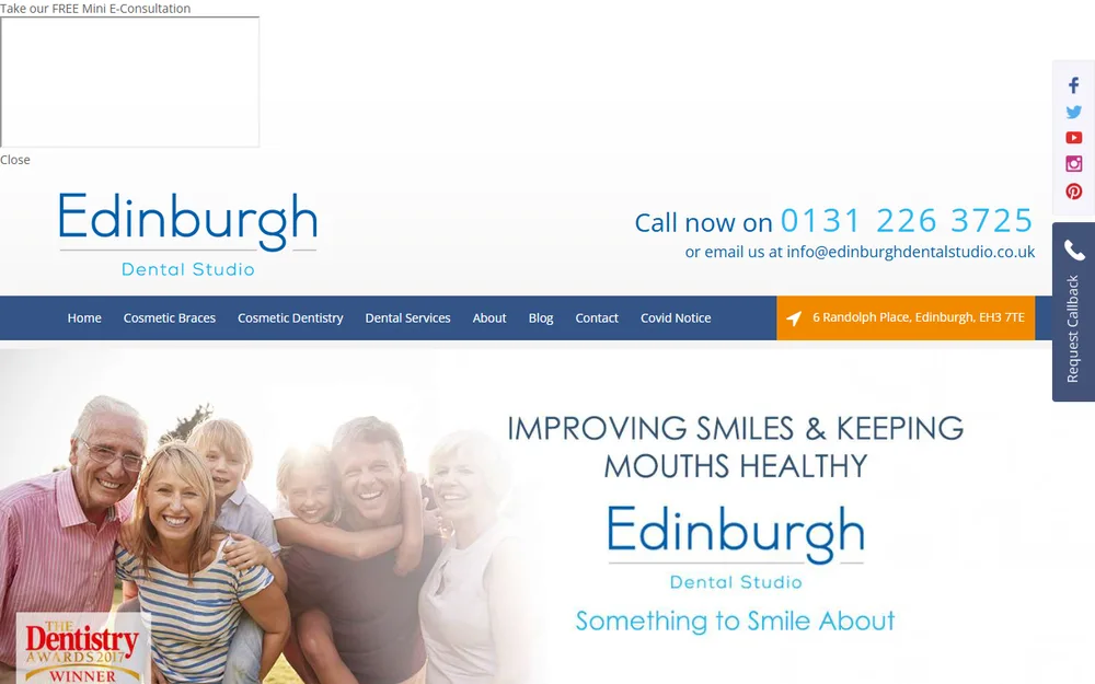 Edinburgh Dental Studio homepage as it was before we redesigned it