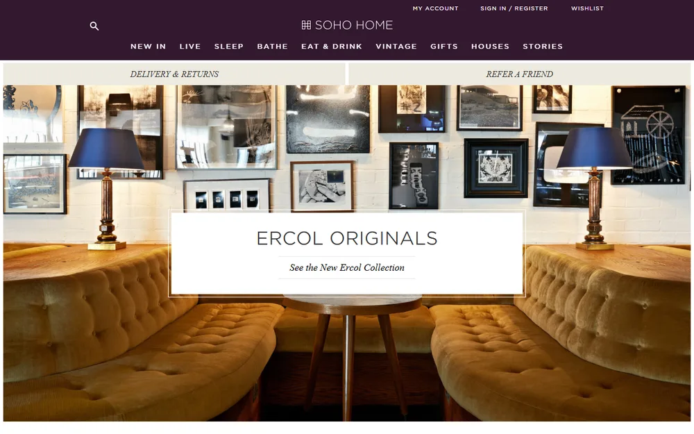 Soho Home homepage as it was before we redesigned it