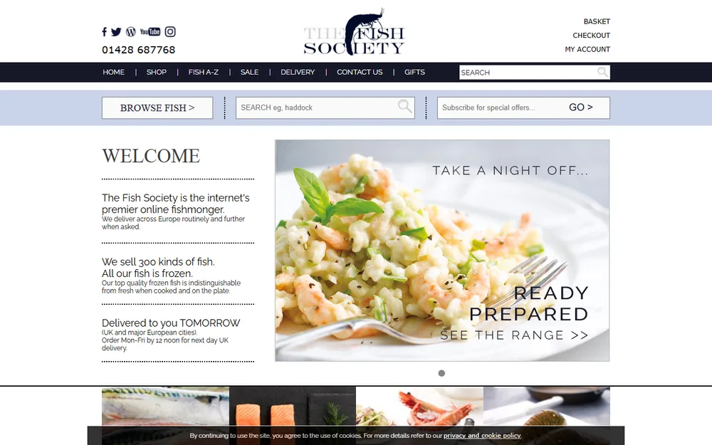 The Fish Society homepage as it was before we redesigned it