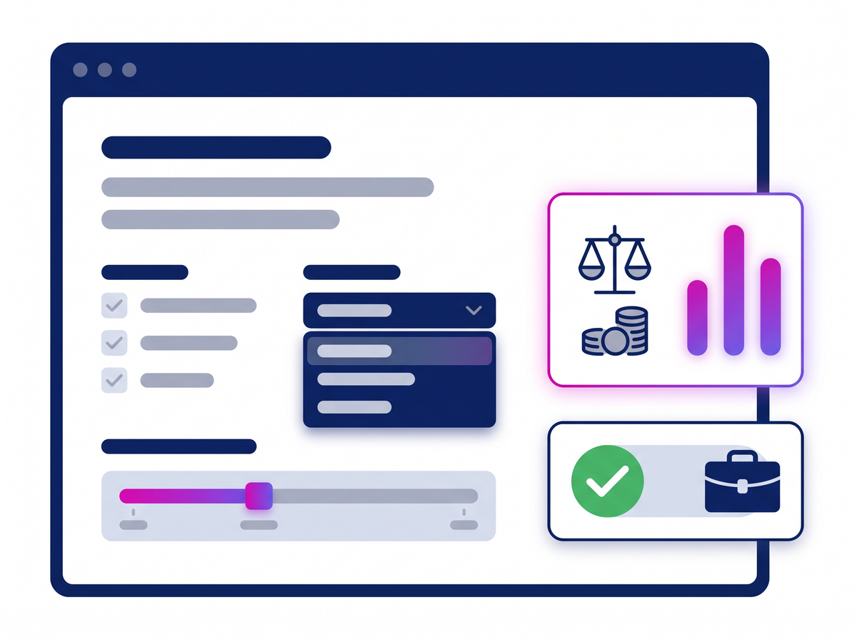 An interactive fee calculator giving an instant indication