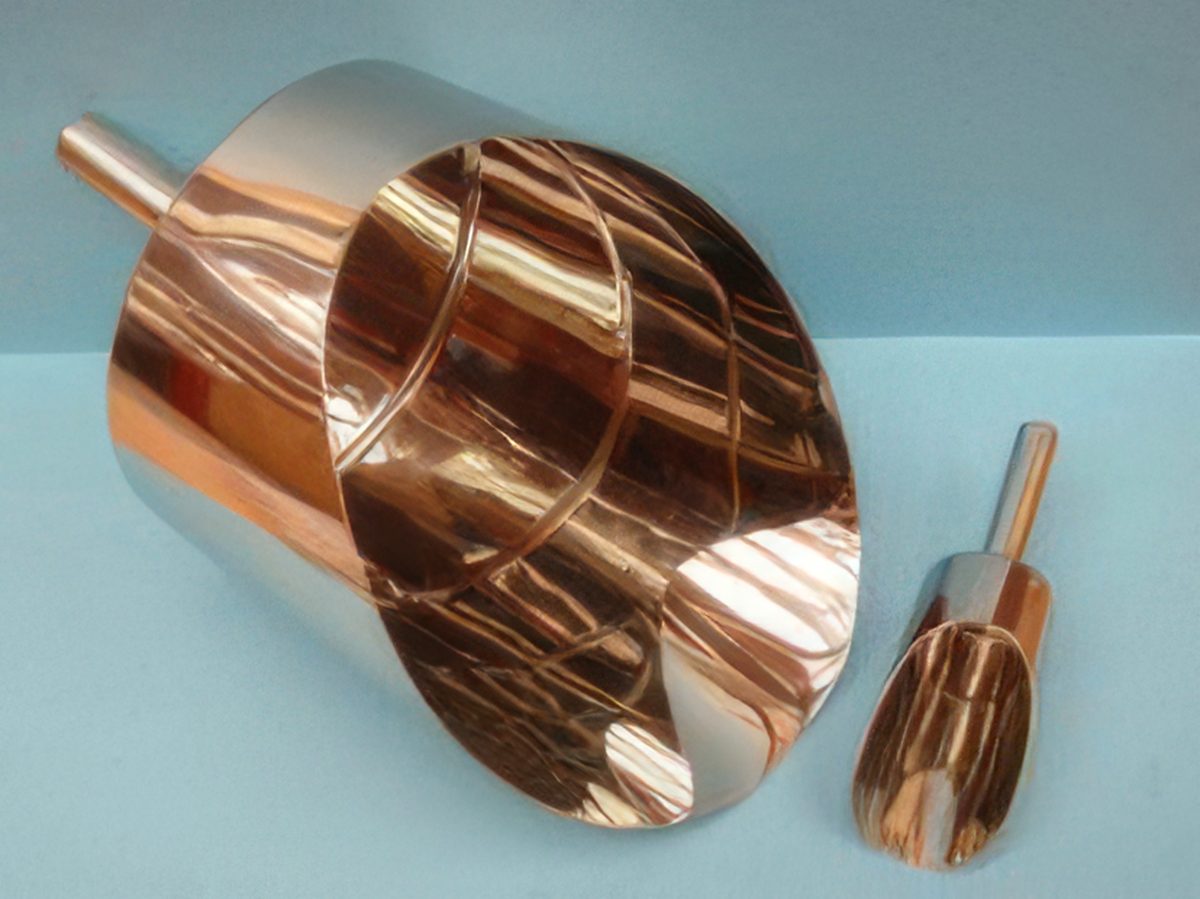 Copper parts polished to a bright finish