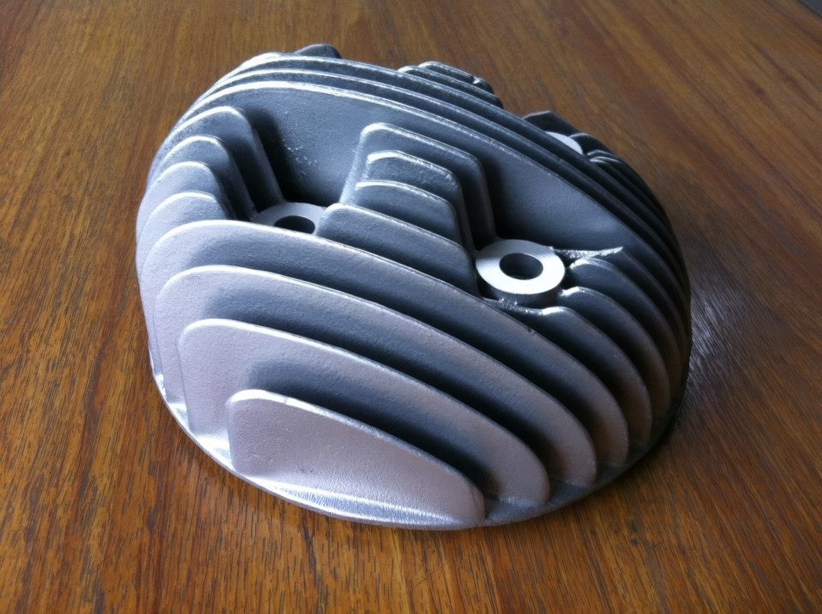 A finned cylinder head after polishing